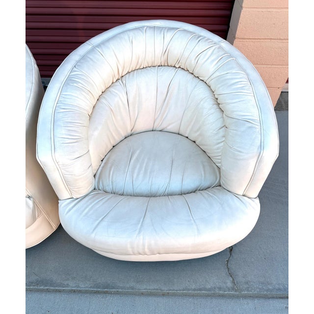 Vintage Milo Baughman Style Leather Swivel Chairs-A Pair For Sale In Palm Springs - Image 6 of 12