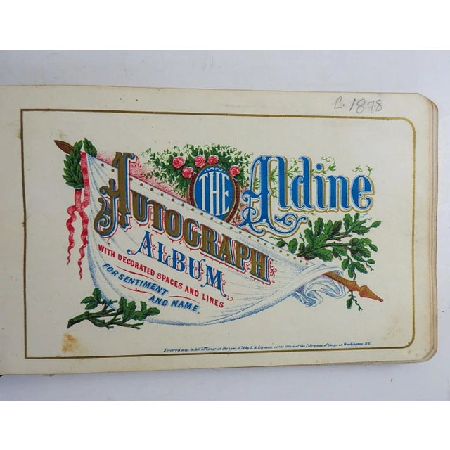 Shabby Chic Antique 1878 Aesthetic Movement Autograph Album Book For Sale - Image 3 of 12