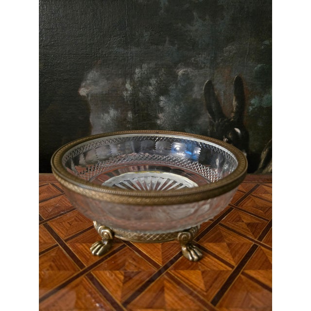 Antique Baccarat Style Crystal and Bronze Footed Bowl For Sale - Image 10 of 10