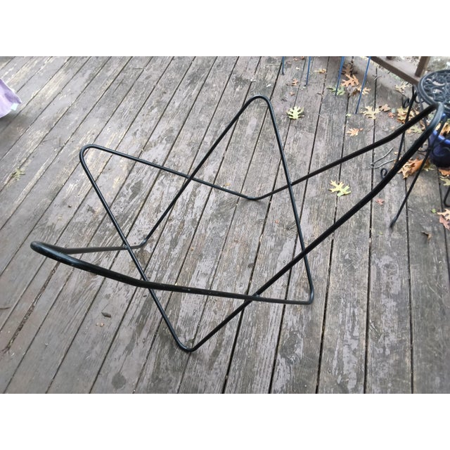 Mid-Century Modern Hardoy Style Welded Solid Wrought Iron BKF Butterfly Chair With Purple Canvas Seat For Sale - Image 10 of 15