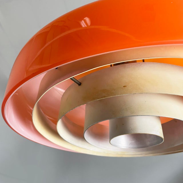 Mid-Century Modern Italian Pendant in Orange Glass and White Metal, 1970s For Sale - Image 9 of 16
