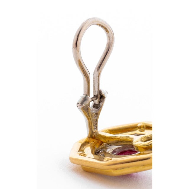 18k Yellow Gold Ruby Diamond Earrings For Sale In New York - Image 6 of 6