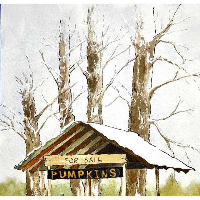 Giclee Print Watercolor Painting of “Pumpkin Cart” For Sale - Image 4 of 4
