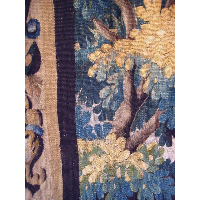 Mid 18th Century Mid 18th Century French Aubusson Verdure Tapestry Border With Two Crowns For Sale - Image 5 of 18