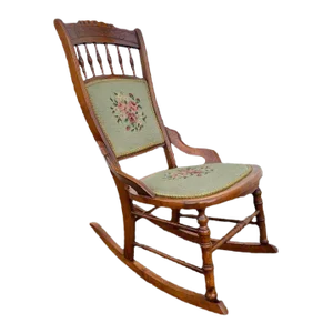 Antique Rocking Chair With Needlepoint