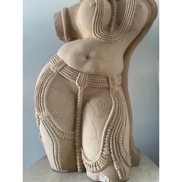 1990s Bust Lady Sculpture Statue Vintage Hand Carved Stone Decor Art Collectible For Sale - Image 9 of 12