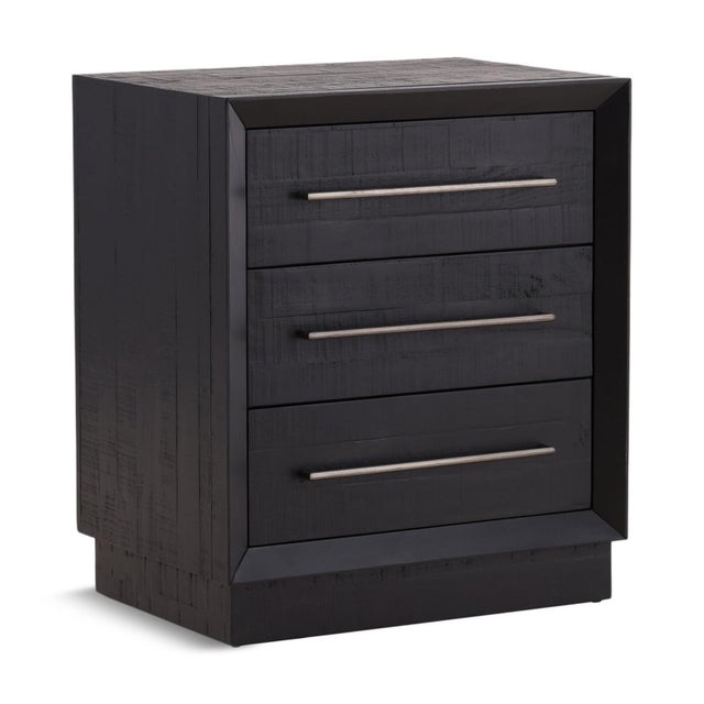 2020s Modern Black & Nickel Three-Drawer Nightstand For Sale - Image 5 of 7