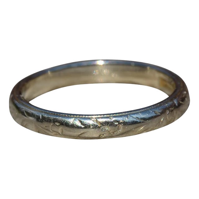 The El Monte: Antique White Gold Orange Blossom Wedding Band For Sale