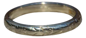 The El Monte: Antique White Gold Orange Blossom Wedding Band