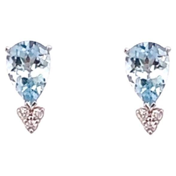 Natural Finely Faceted Pear Shaped Aquamarine and Diamond Earrings set in 14k Gold with 3.07 TCW Certified $2,950 210757...