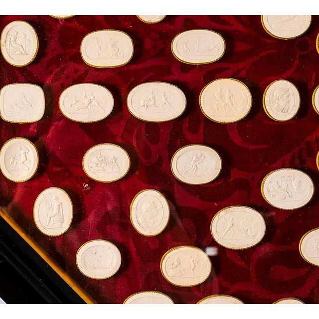 Textile Antique 19th Century Ebonised Framed Collection Grand Tour Classical Intaglios For Sale - Image 7 of 15