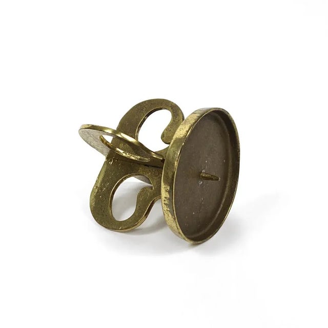 Copper Mid-Century Modern Heavy Black Copper Low Table Model Candleholder For Sale - Image 8 of 11