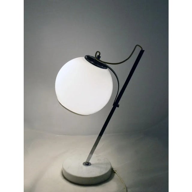 White Table Lamp with Adjustable Glass Lampshade and Marble Base, 1970s For Sale - Image 6 of 11