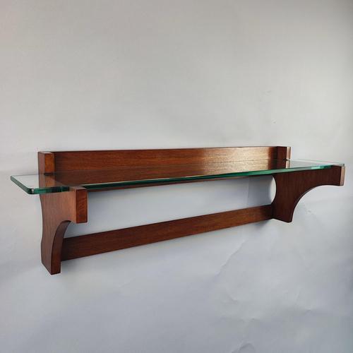 Brown Italian Wall-Mounted Console Table with Crystal Top, 1960s For Sale - Image 8 of 8