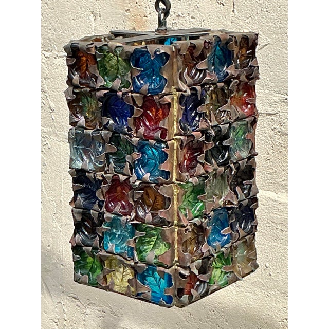 Metal Vintage Mid 20th Century Brutalist Hanging Pendant After Felipe Delfinger for Feders For Sale - Image 7 of 9