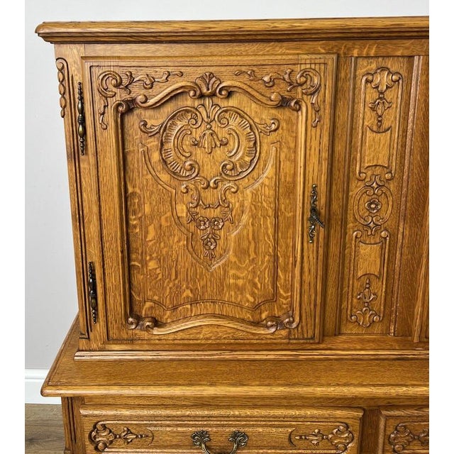 Vintage French Louis XVI Style Oak Buffet For Sale - Image 4 of 14