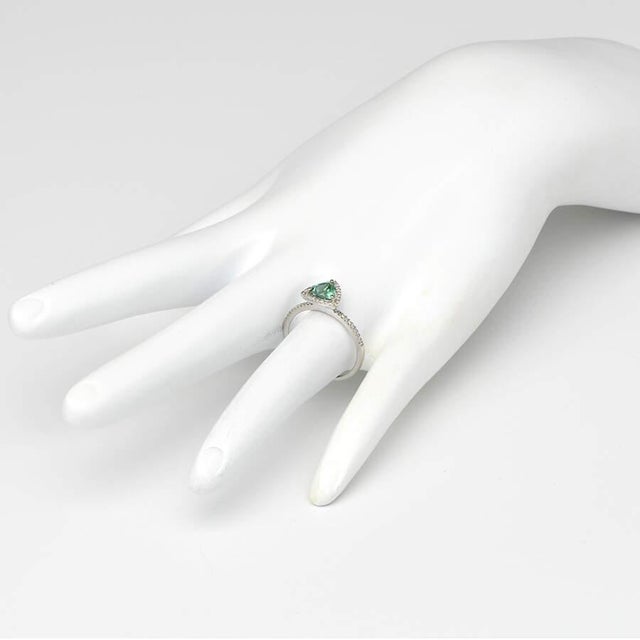 2010s 14KW Trillion Cut Tourmaline(0.64) & Diamond Ring, size 6.25 For Sale - Image 5 of 5