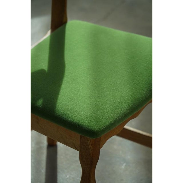Vintage Razorblade Chairs in Oak and Green Mohair by Henning Kjærnulf, 1960s, Set of 6 For Sale - Image 6 of 18