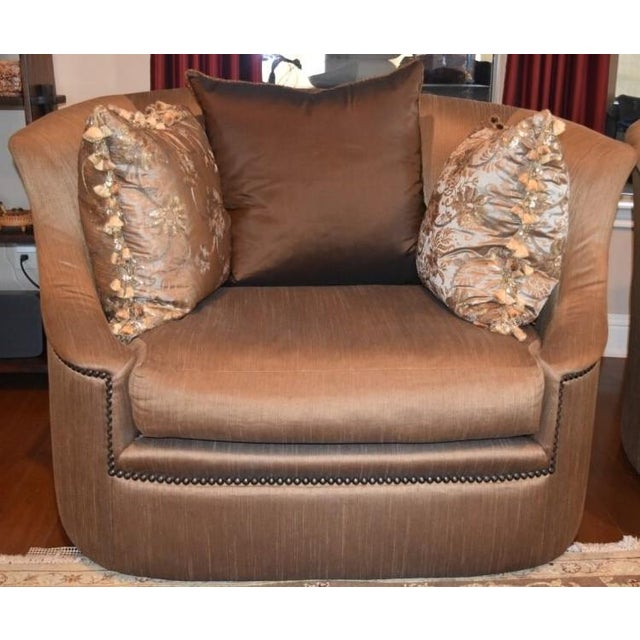 Modern Swivel Marge Carson Lana Chair and a Half For Sale - Image 3 of 7