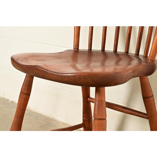 L. & J. G. Stickley American Colonial Solid Cherry Wood Spindle Back Windsor Side Chairs or Dining Chairs, Pair For Sale - Image 9 of 16
