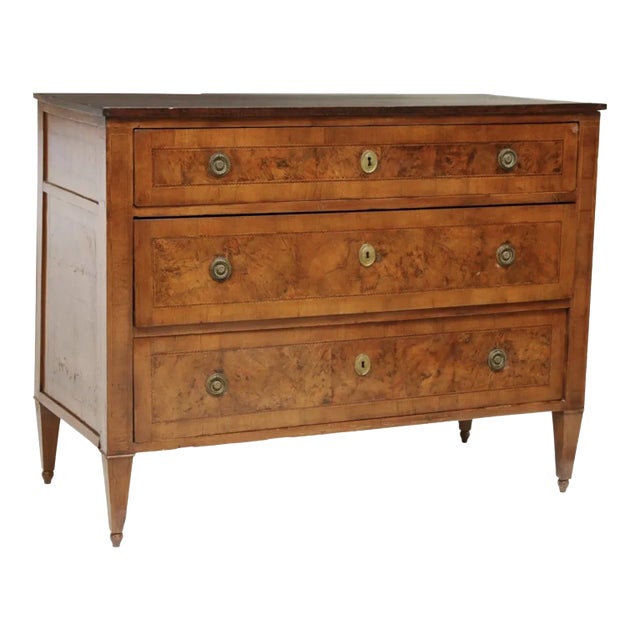 Italian Neoclassical Banded Three-Drawer Commode - 19th C For Sale