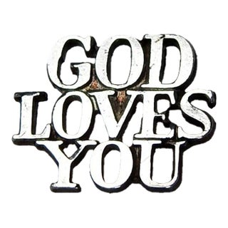 Late 20th Century Tiffany Sterling Silver God Loves You Lapel Tie Pin For Sale