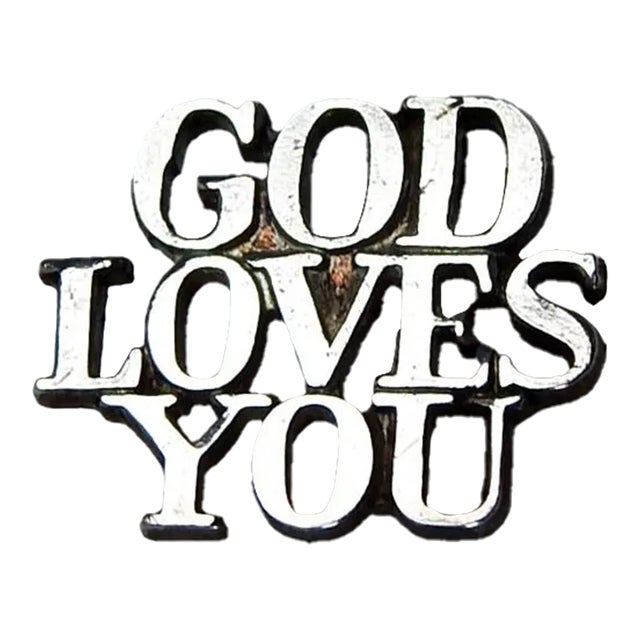 Late 20th Century Tiffany Sterling Silver God Loves You Lapel Tie Pin For Sale