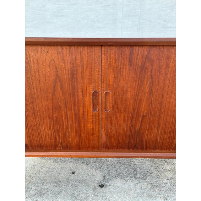 1960s Vintage Mid Century Danish Modern Teak Tambour Cabinet For Sale - Image 5 of 7