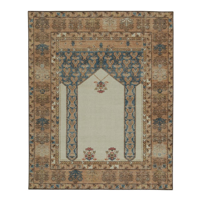 Beige Rug & Kilim’s Distressed Style Rug With Mihrab Pattern and Beige Open Field For Sale - Image 8 of 8