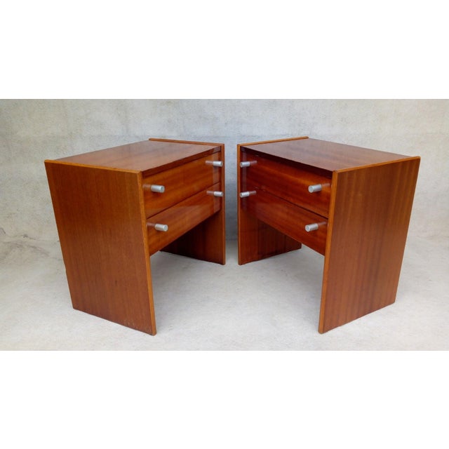 Beautiful, stylish, preserved bedside tables. The wood is beech, the surface is mahogany veneer, lacquered, high gloss....