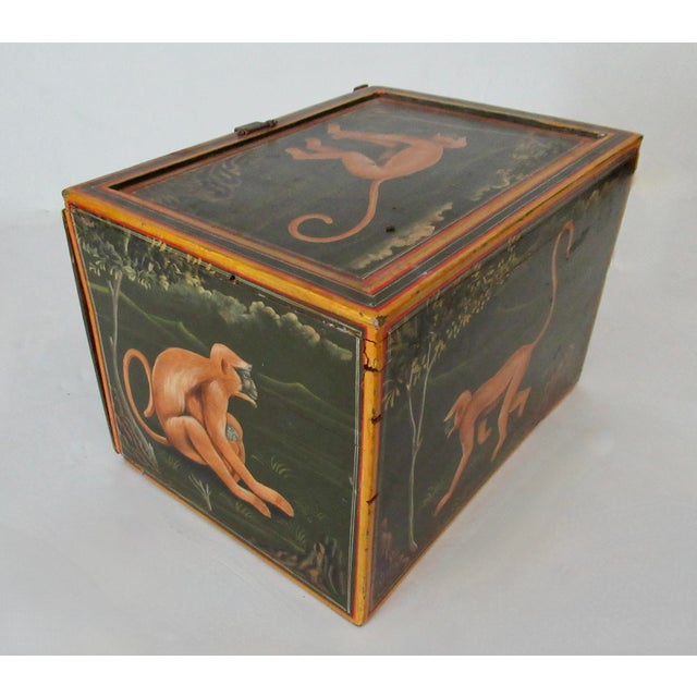 Vintage Anglo-Indian Hand-Painted & Crafted Wood and Brass Apothecary and/or Storage Box For Sale - Image 12 of 18