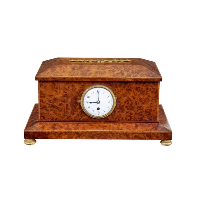 Early 20th Century Burr Yew Desktop Box with Clock, 1920s For Sale - Image 10 of 10