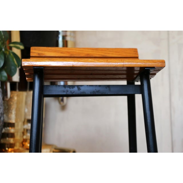 Set of Three Mid-Century Modern Oak & Steel Bar Stools, 1960s For Sale - Image 15 of 18