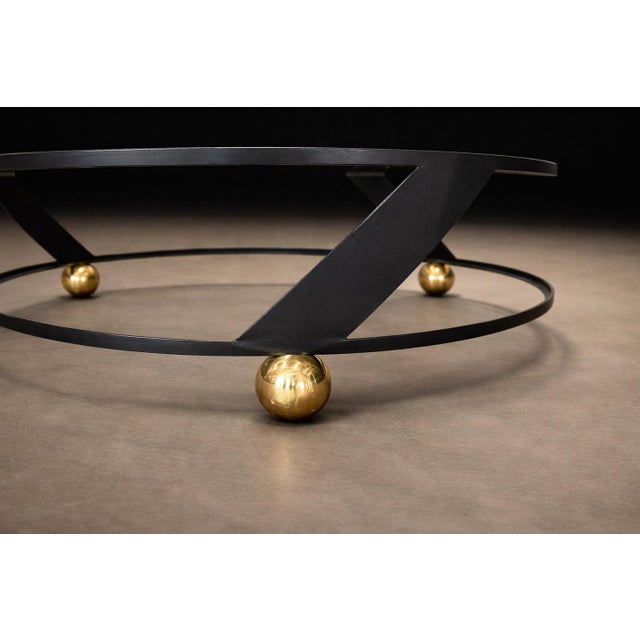 Brazilian Modern Round Coffee Table in Plated & Painted Metal With Glass Top, Brazil, 1960s For Sale - Image 9 of 13