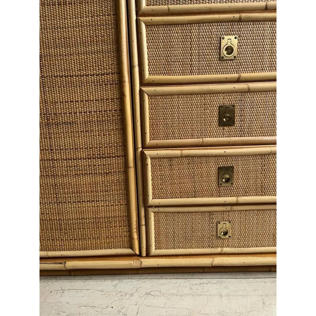 Italian Cane Wardrobe with Drawers and Mirror from Dal Vera, 1960s For Sale - Image 4 of 8
