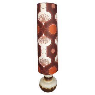 Floor Lamp with Ceramic Base and Space Age Shade, 1970s For Sale