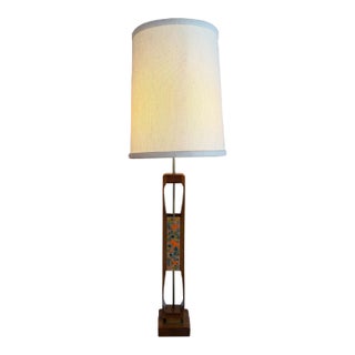 Mid Century Modern Modeline Walnut Enamel and Burlwood Table Lamp by John Keal C. 1959 For Sale