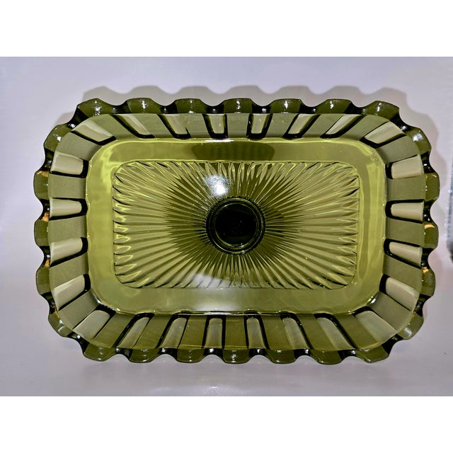 Houze Art Glass Green Satin Dolphin Compote – 1930s–40s For Sale - Image 10 of 10