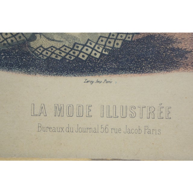 Wood 2 Antique La Mode Illustree Fashion Etching Prints Leroy Paris France 11" For Sale - Image 7 of 12