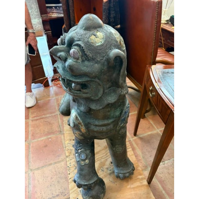 Metal 1920s 44 Inches Tall Life Size Hand Forged Grand Bronze Chinese Imperial For Sale - Image 7 of 7