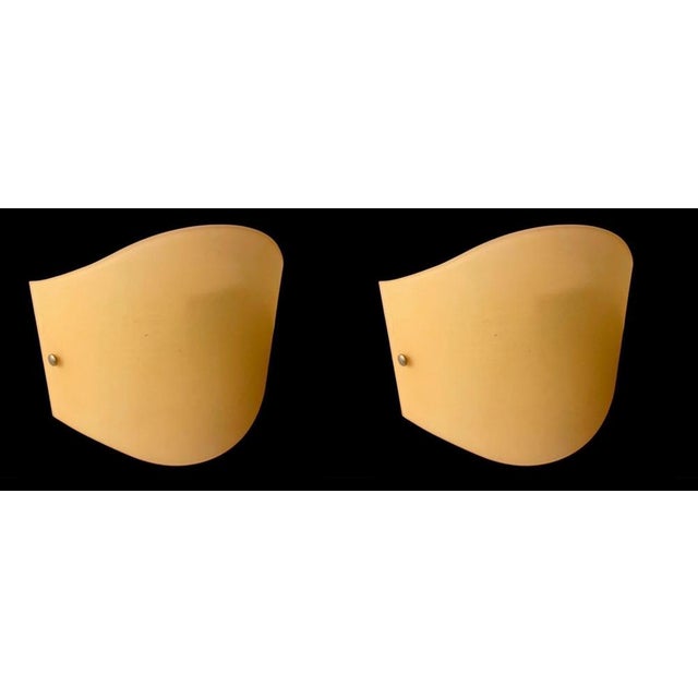 Toso Wall Lighting Yellow Gold Murano Glass Sign, Italy 1990, Set of 2 For Sale - Image 3 of 8