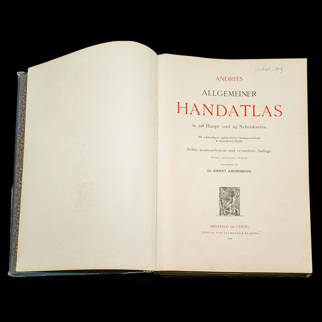 Contemporary Antique Andrees Handatlas, German Cartography Book, Maps, Atlas, Reference, 1924 For Sale - Image 3 of 12