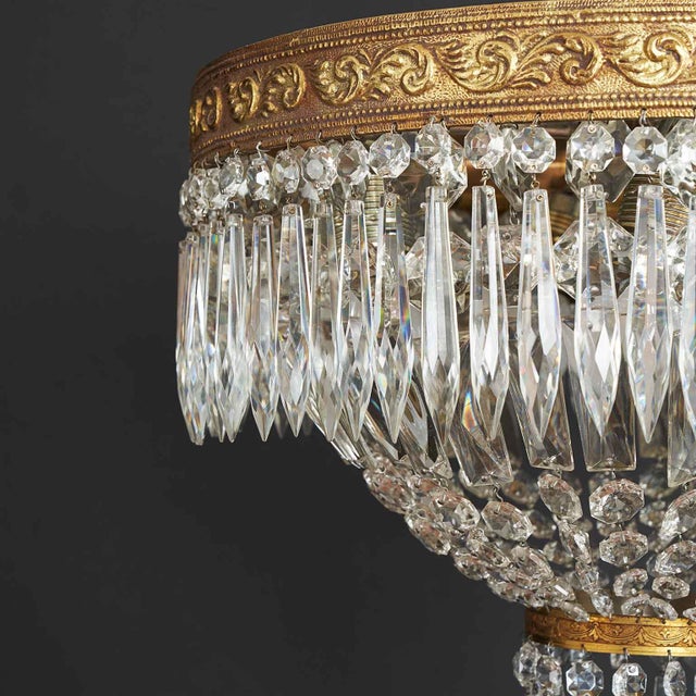 Bronze and Crystal Ceiling Lamp, 1960s For Sale - Image 6 of 8