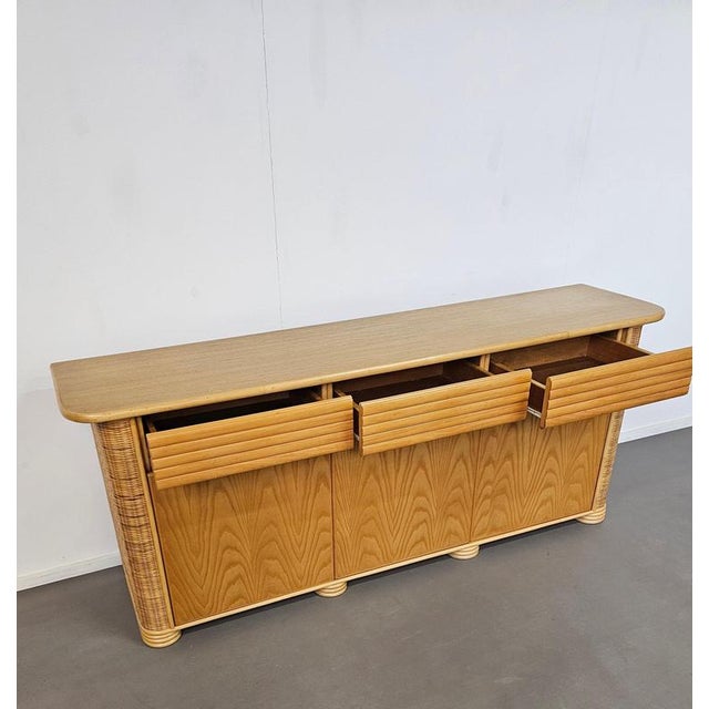 Wood, Bamboo and Rattan Sideboard by Roberti Rattan, 1970s For Sale - Image 9 of 18