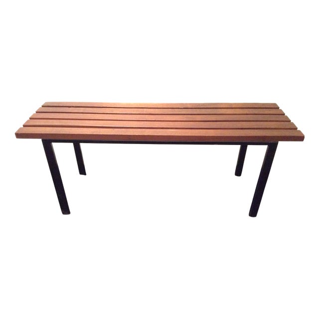 Iron and Teak Bench, Italy, 1960s For Sale