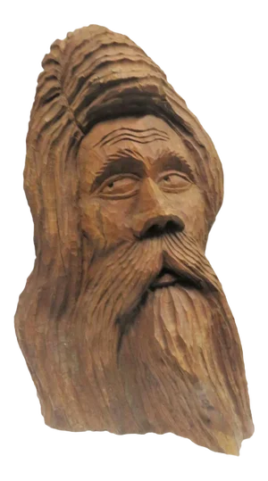Mid Century Modern Carved Wood Old Man Bust