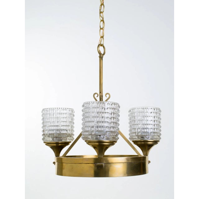 Pressed Glass and Brass German Chandelier Chairish