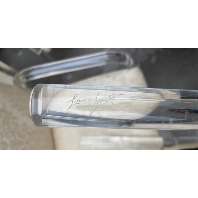 Plastic 6 Lion in Frost Leon Lucite Acrylic Mid Century Modern Dining Arm Chairs Vintage For Sale - Image 7 of 7