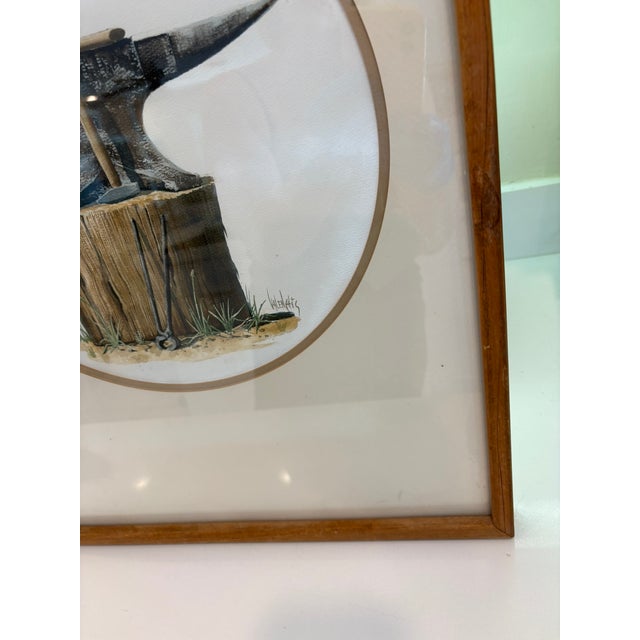 Wood Vintage Framed Anvil Reproduction Print Blacksmith Tool Illustration in Wood Frame For Sale - Image 7 of 12