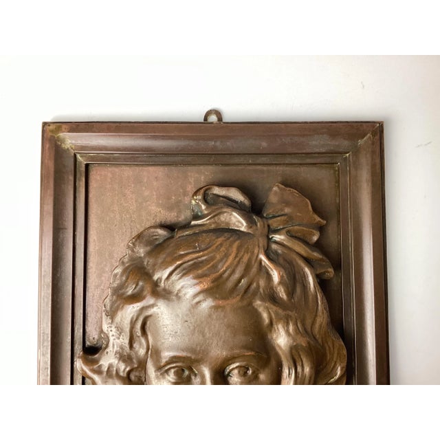Bronze Portrait Plaque of a Young Girl For Sale - Image 4 of 8